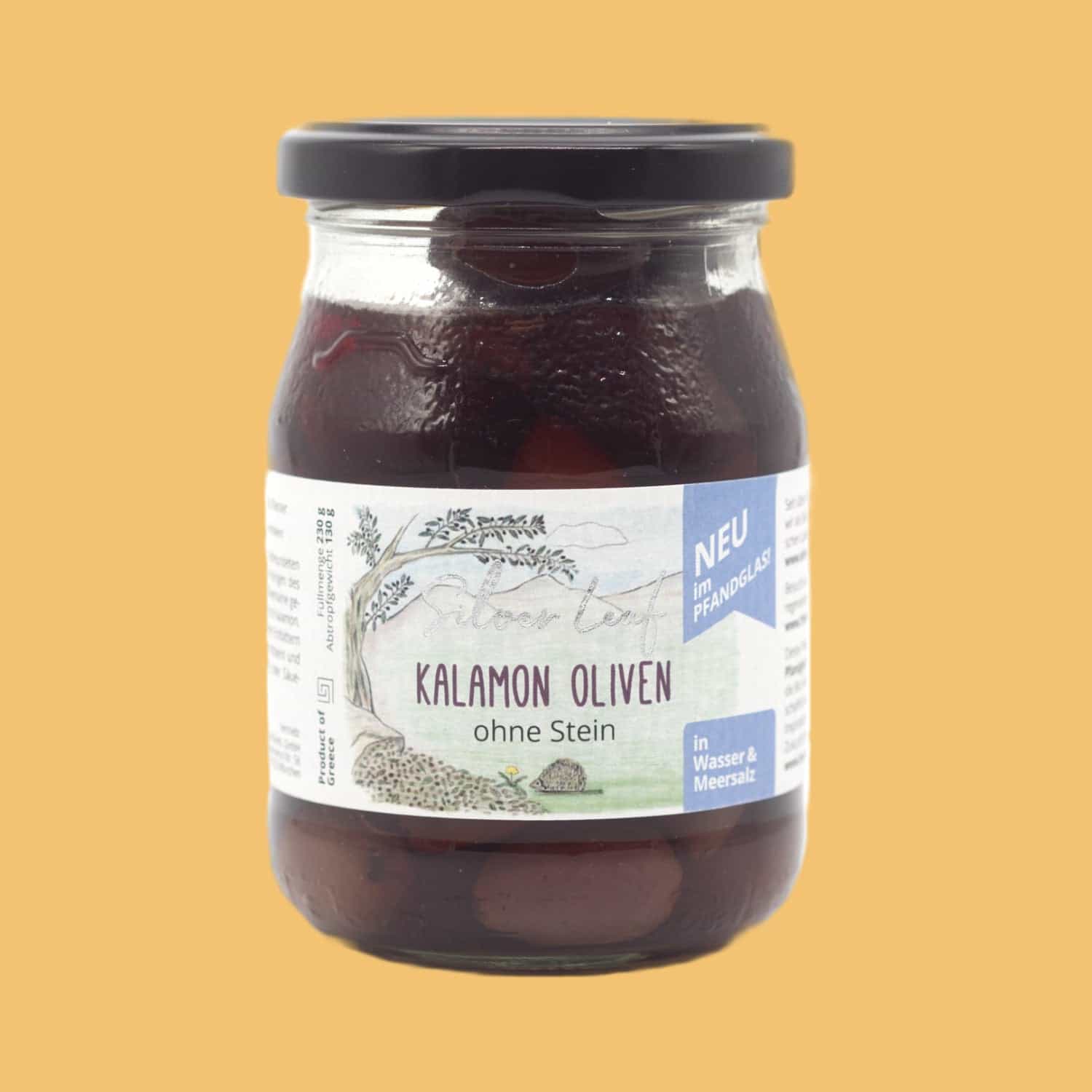 Griechische Bio Kalamon Oliven in Salzlake